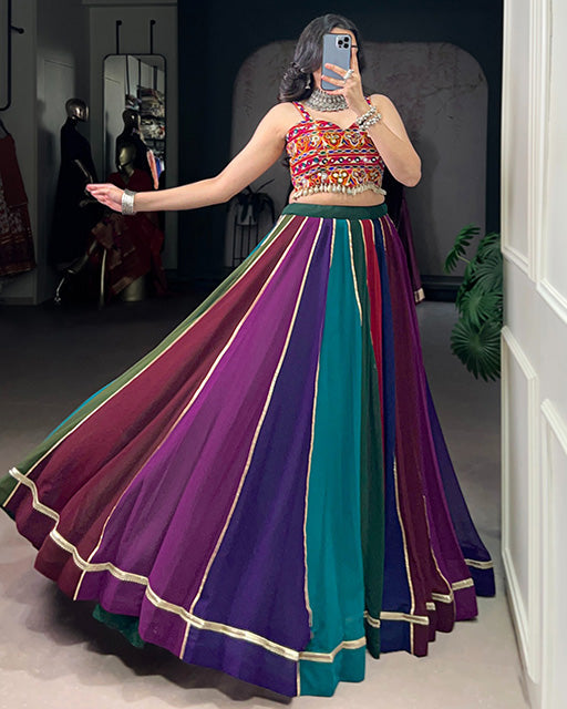 Multi Color Georgette Gota Patti Navratri Lehenga Choli