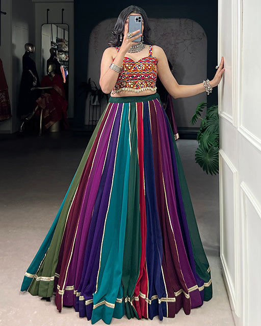 Multi Color Georgette Gota Patti Navratri Lehenga Choli