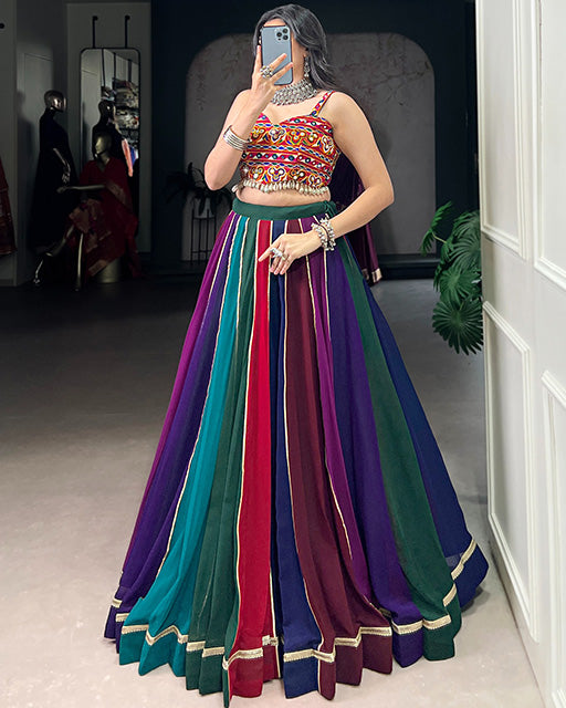 Multi Color Georgette Gota Patti Navratri Lehenga Choli