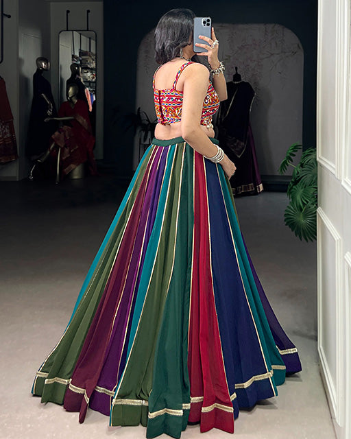 Multi Color Georgette Gota Patti Navratri Lehenga Choli