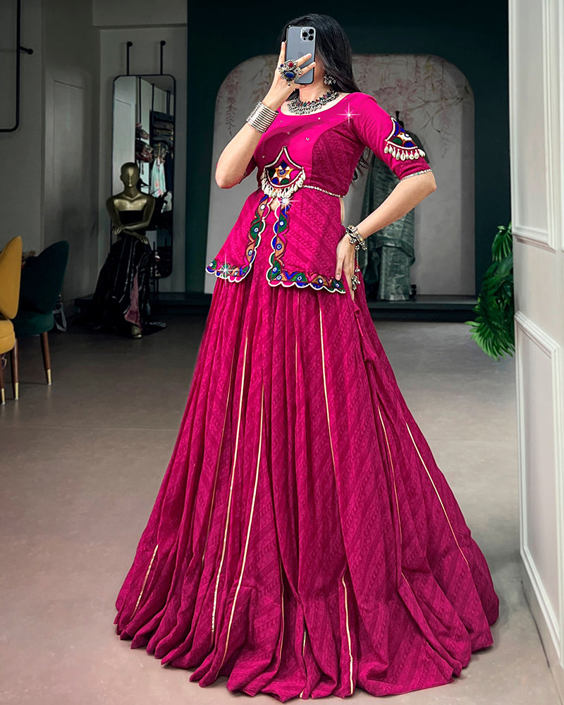 Pink Color Georgette Printed Gota Patti Navratri Lehenga Choli