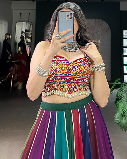 Multi Color Georgette Gota Patti Navratri Lehenga Choli