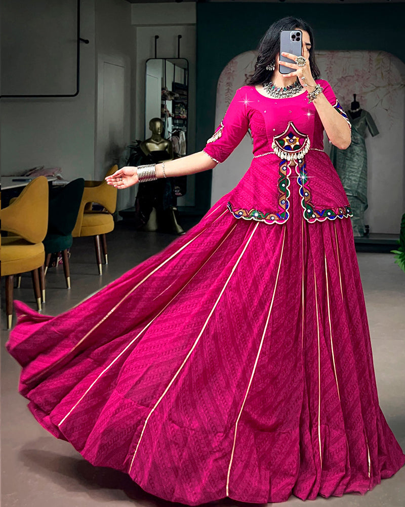 Pink Color Georgette Printed Gota Patti Navratri Lehenga Choli