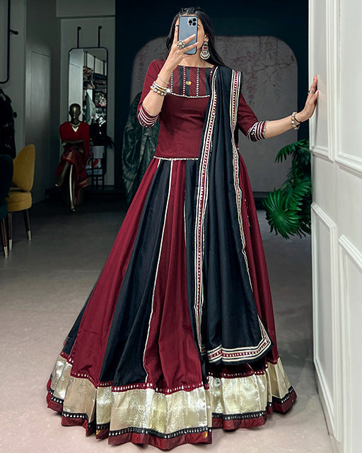 Maroon Colour Flared Navratri Lehenga Choli Set