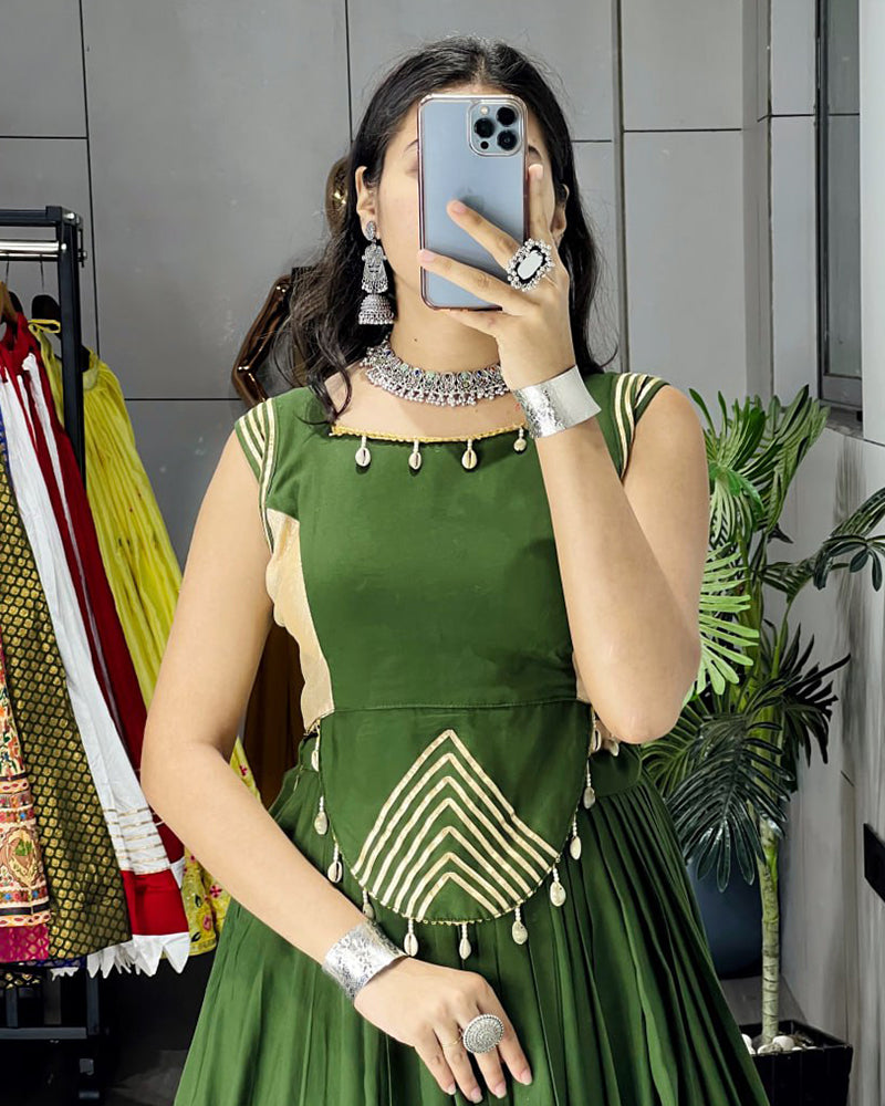 Mehandi Color Pure Rayon Cotton Navratri Lehenga Choli
