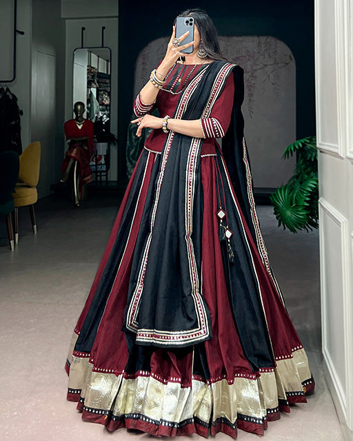 Maroon Colour Flared Navratri Lehenga Choli Set