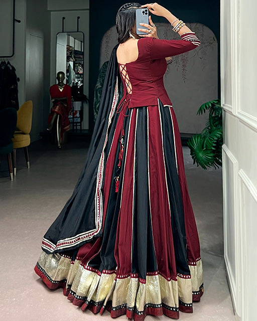 Maroon Colour Flared Navratri Lehenga Choli Set