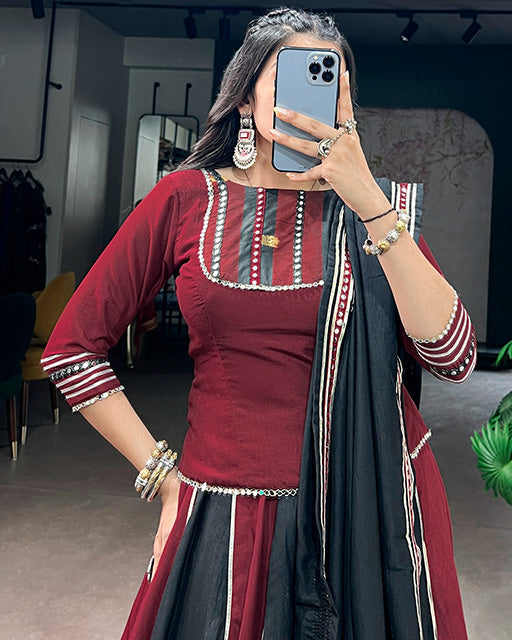 Maroon Colour Flared Navratri Lehenga Choli Set
