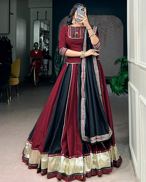 Maroon Colour Flared Navratri Lehenga Choli Set