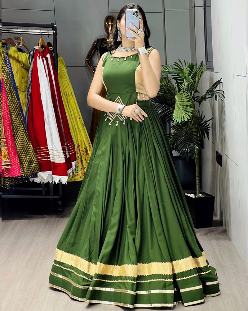 Mehandi Color Pure Rayon Cotton Navratri Lehenga Choli
