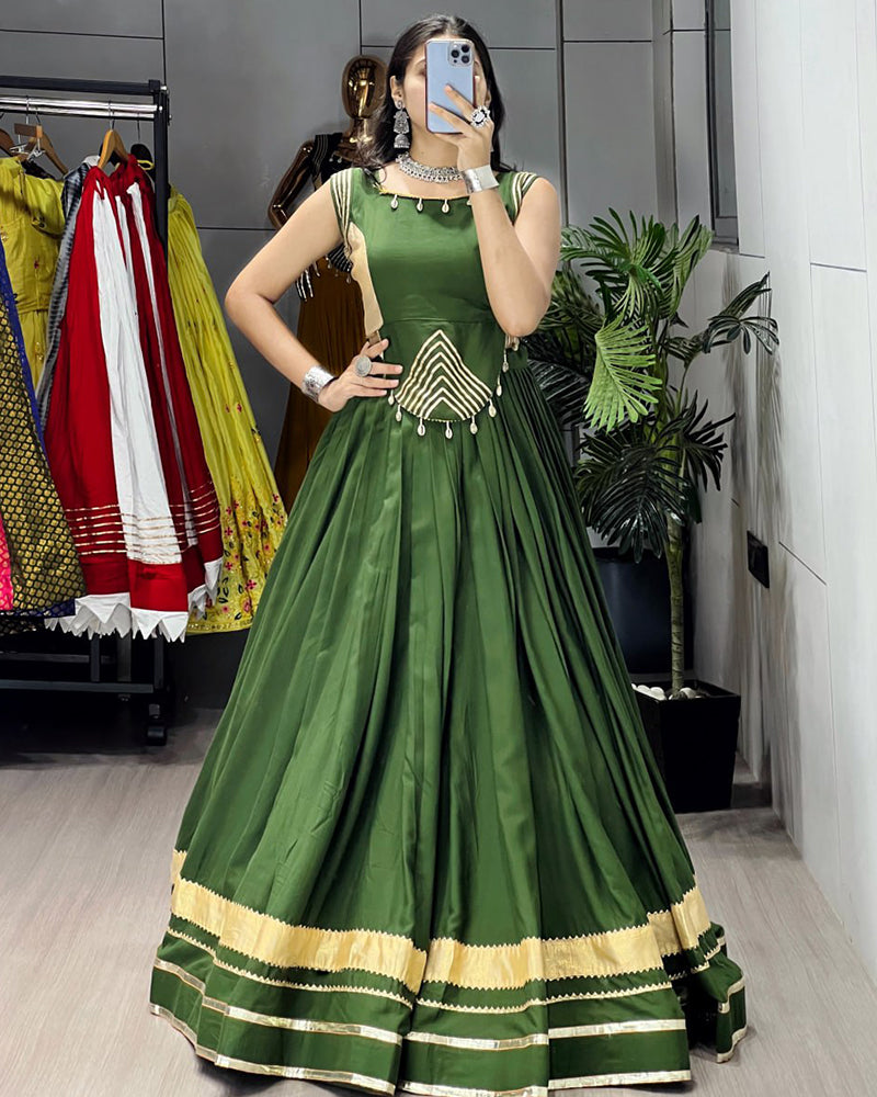 Mehandi Color Pure Rayon Cotton Navratri Lehenga Choli