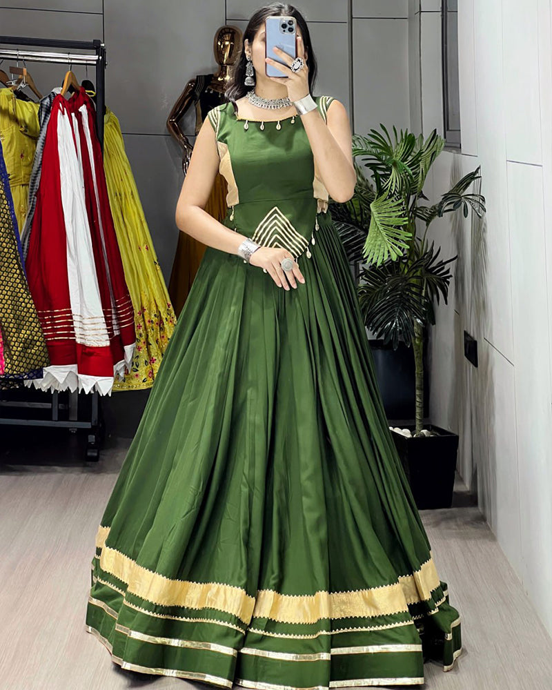 Mehandi Color Pure Rayon Cotton Navratri Lehenga Choli