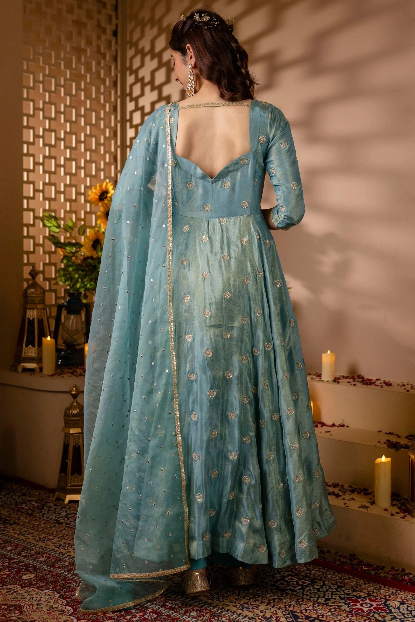 Elegant Sky Blue Anarkali Suit Set – Perfect for Weddings & Special Occasions