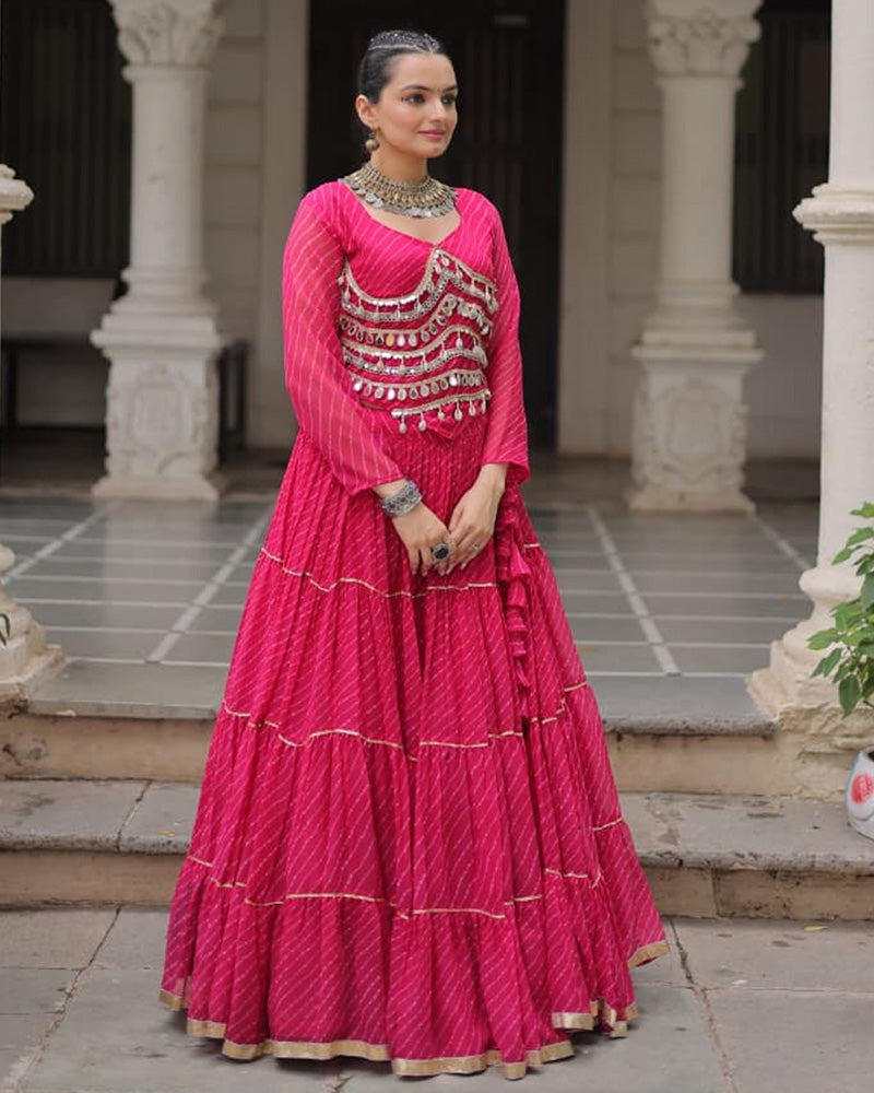 Parrot Green Color Soft Georgette Navratri Lehenga Choli (Copy) (Copy)