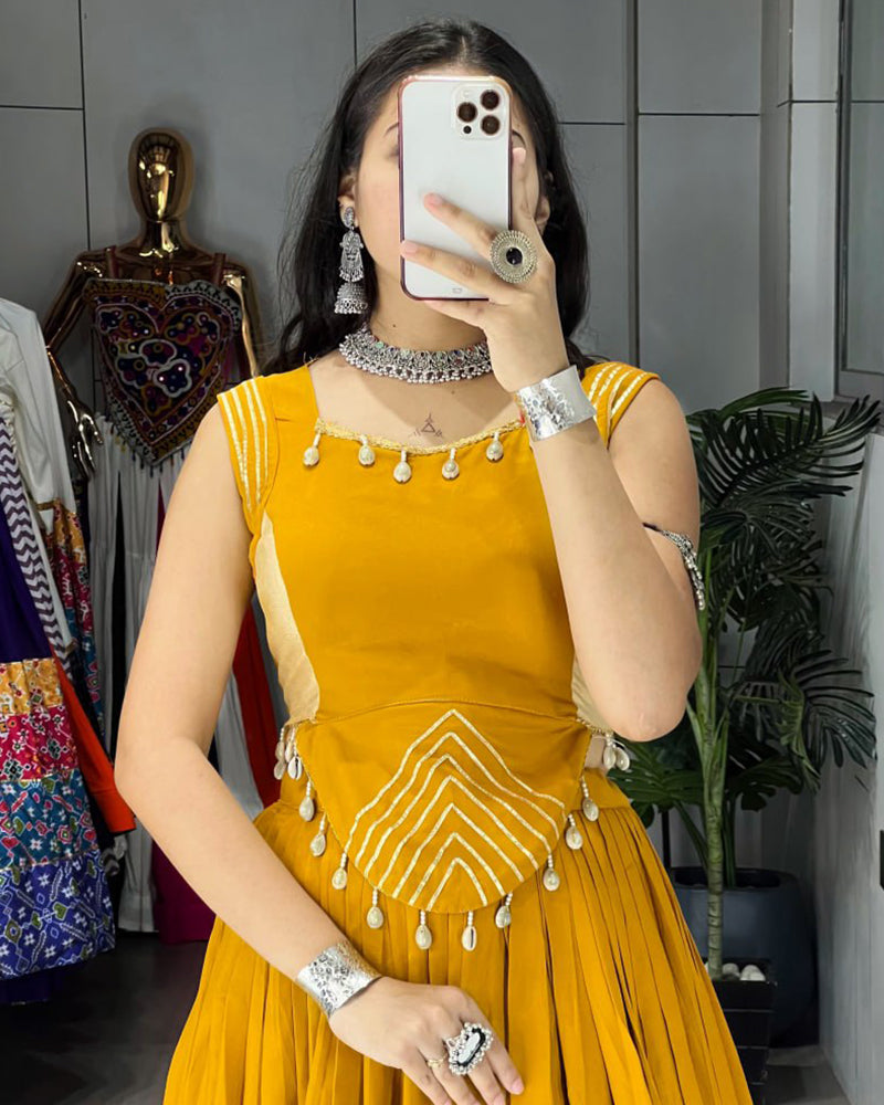 Mustard Color Pure Rayon Cotton Navratri Lehenga Choli