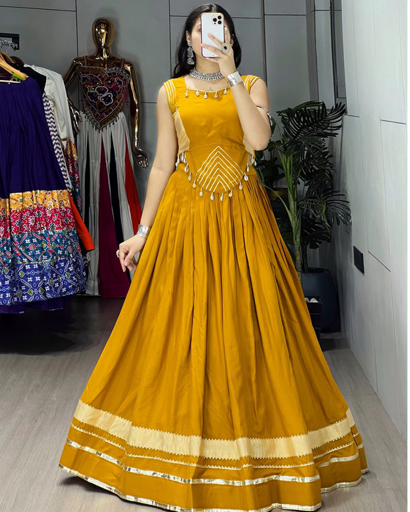 Mustard Color Pure Rayon Cotton Navratri Lehenga Choli
