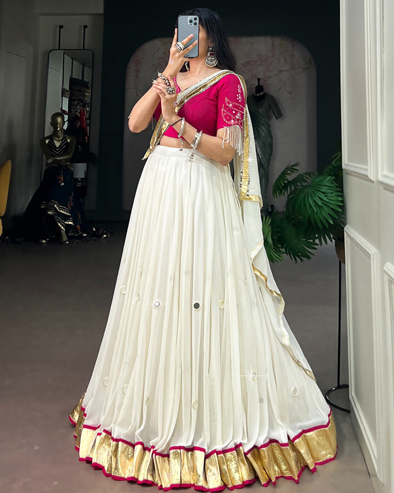 Traditional White Color Lightweight Navratri Lehenga Choli