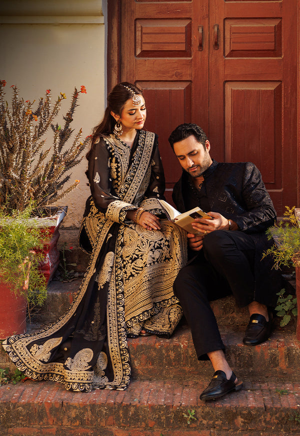 Embroidered Black & Gold Eid Suit Pakistani Salwar Suit Kameez Dress