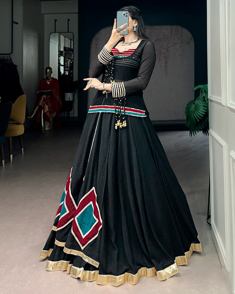 BLACK COLOR PURE MARBEL NAVRATRI LEHENGA CHOLI