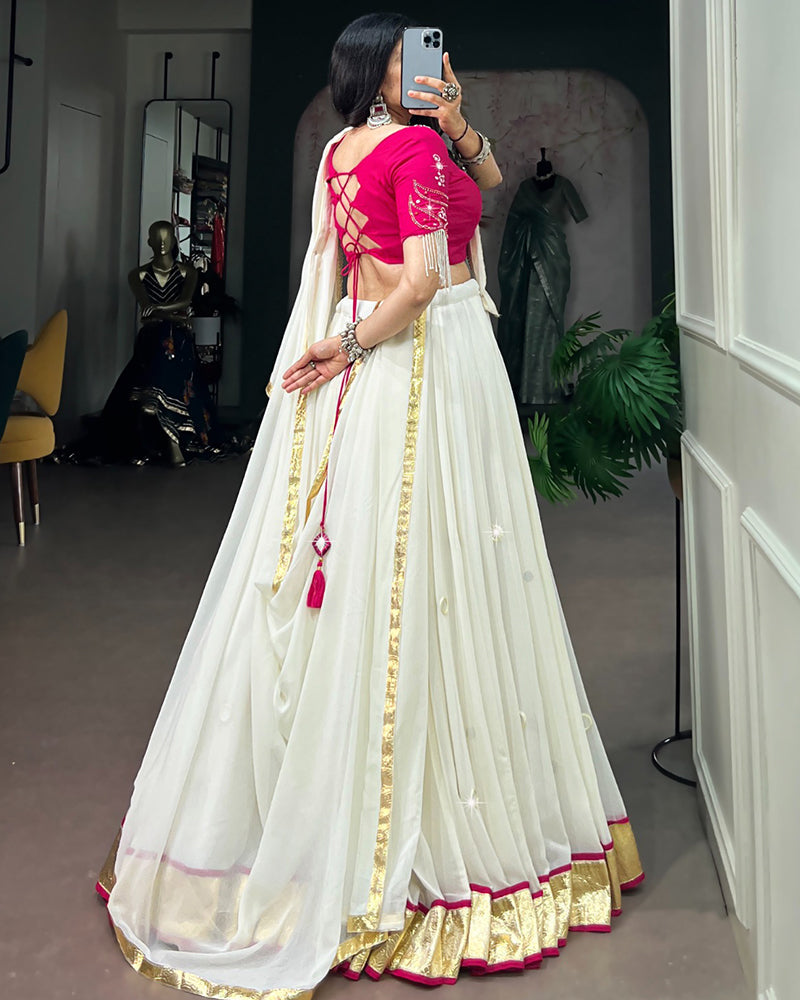 Traditional White Color Lightweight Navratri Lehenga Choli