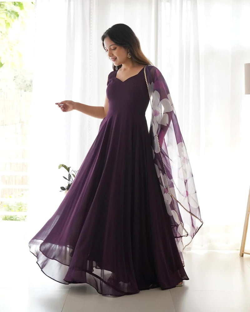 Vintage Colour Women Gown Dupatta Set - Buy Vintage Colour Women Gown  Dupatta Set Online at Best Prices in India | Flipkart.com