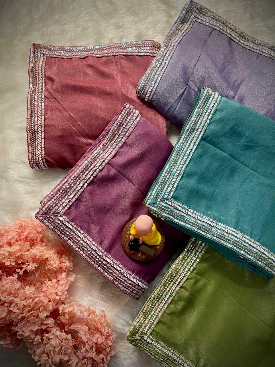 Teal Sharini Heavy Chocolate Georgette Saree with Kat Dana Bits Work