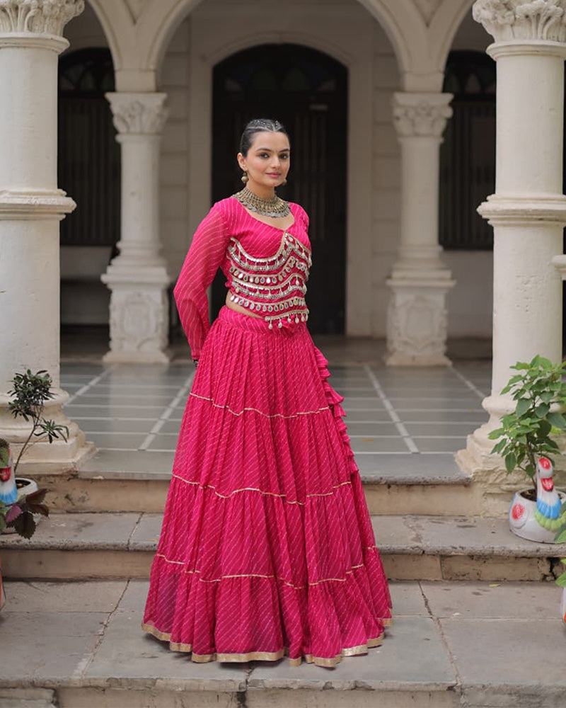Parrot Green Color Soft Georgette Navratri Lehenga Choli (Copy) (Copy)