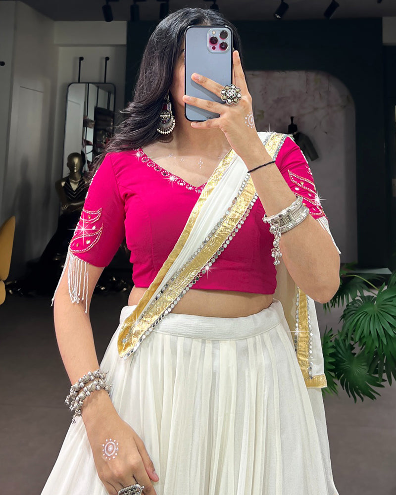 Traditional White Color Lightweight Navratri Lehenga Choli