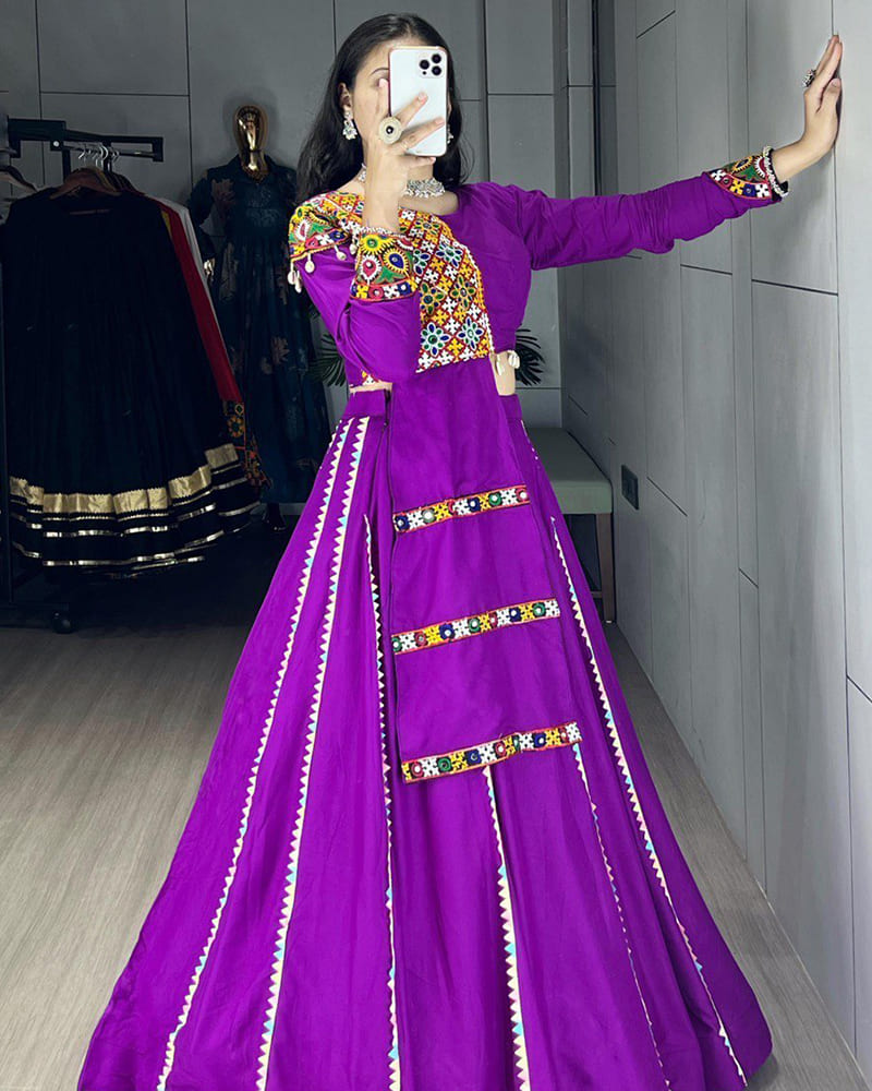 Royal Purple Color Pure Rayon Cotton Navratri Lehenga Choli