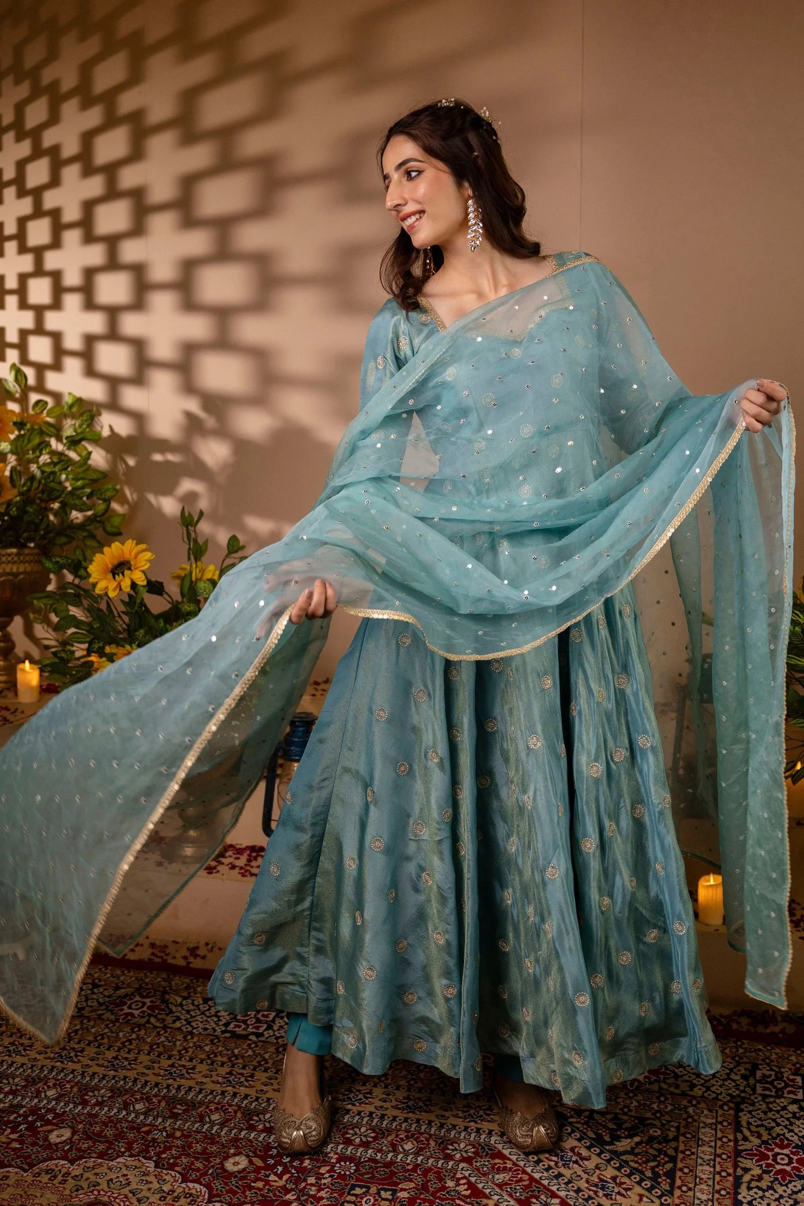 Elegant Sky Blue Anarkali Suit Set – Perfect for Weddings & Special Occasions