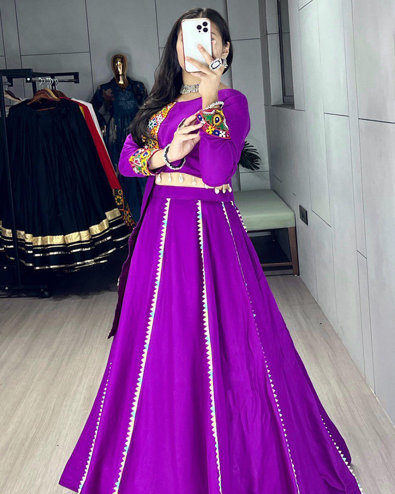 Royal Purple Color Pure Rayon Cotton Navratri Lehenga Choli
