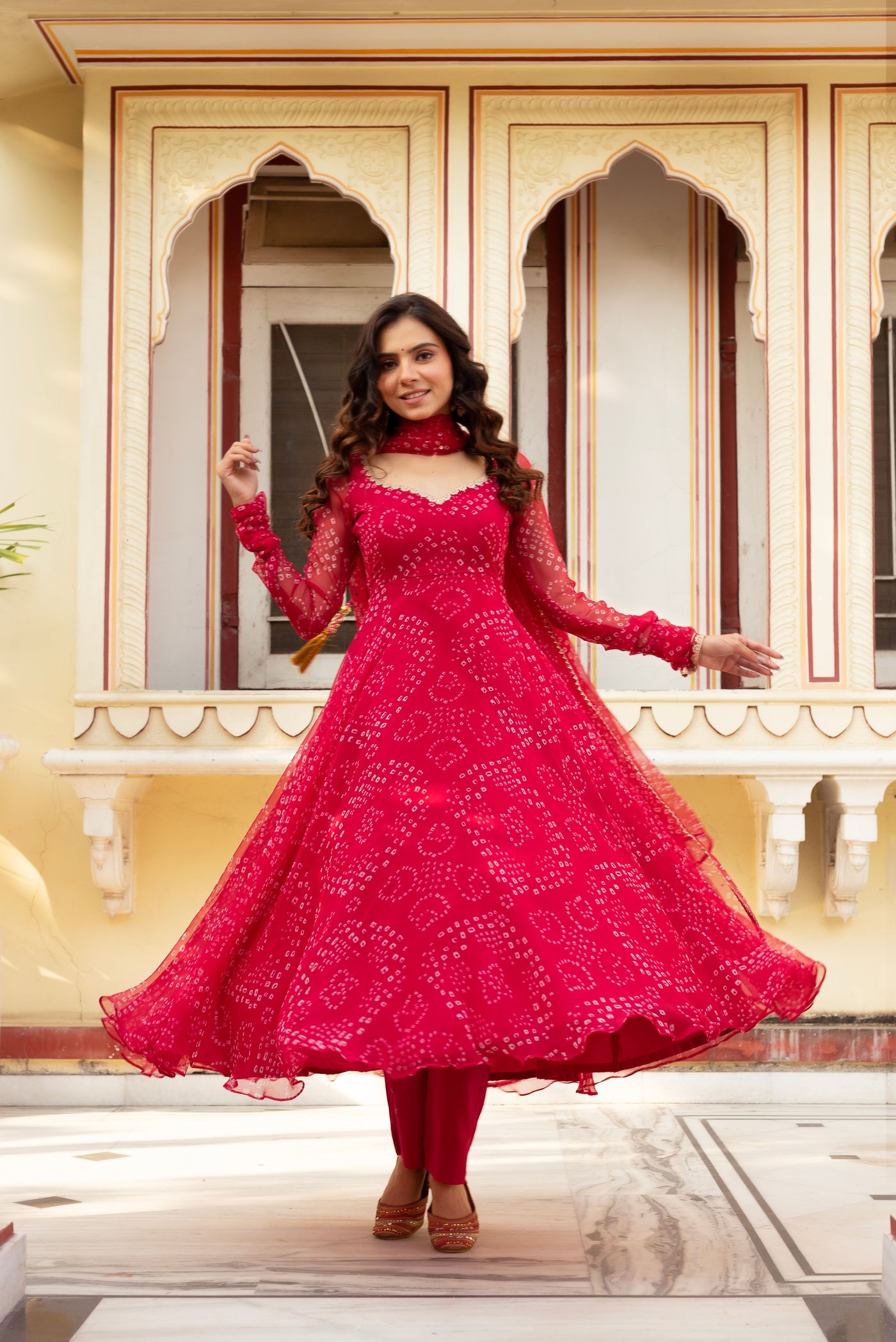 Elegant Georgette Bandhani Anarkali Suit with Dupatta for Special Occasions