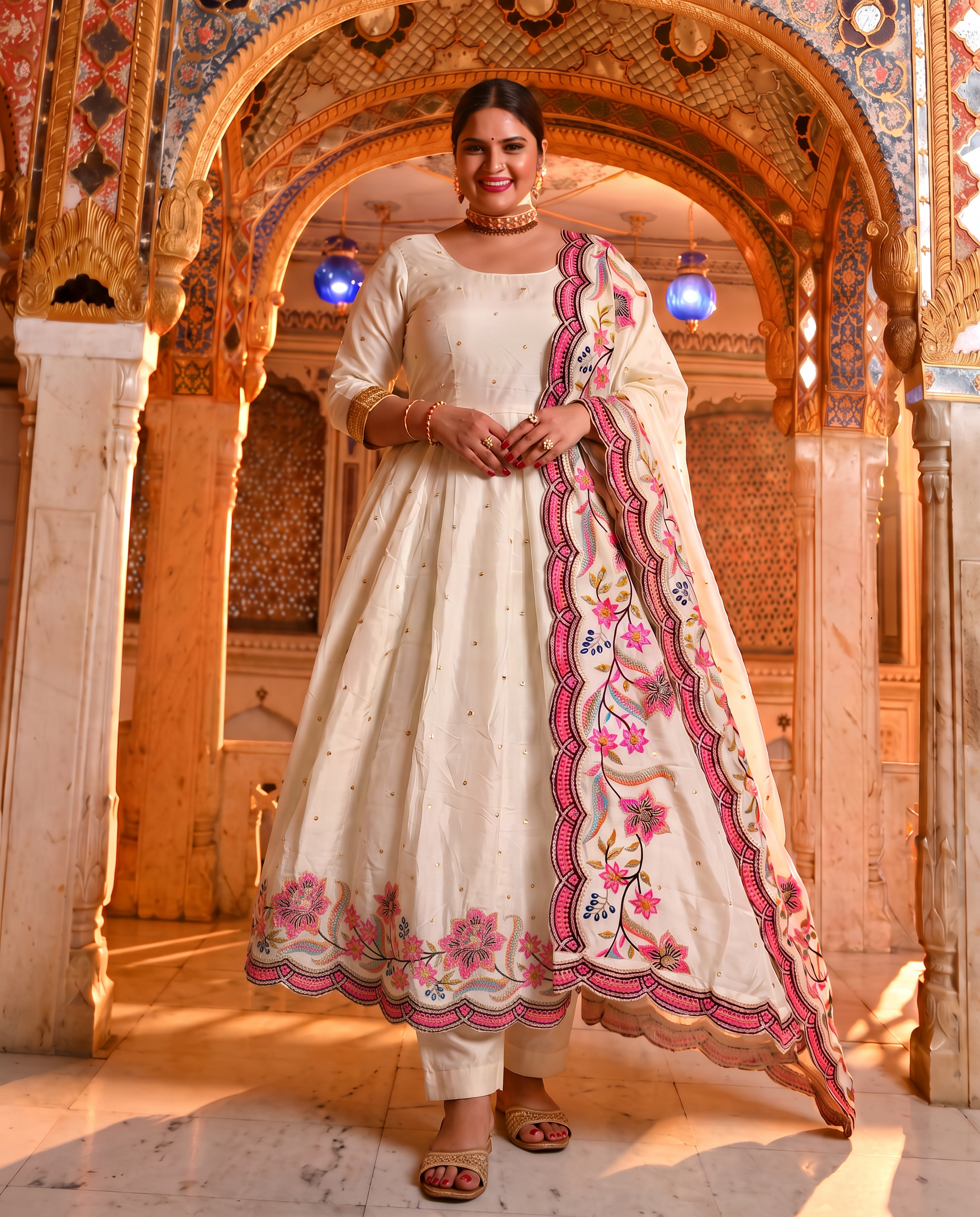 Plus Size Aarushi Heavy Pure Vichitra Silk Gown