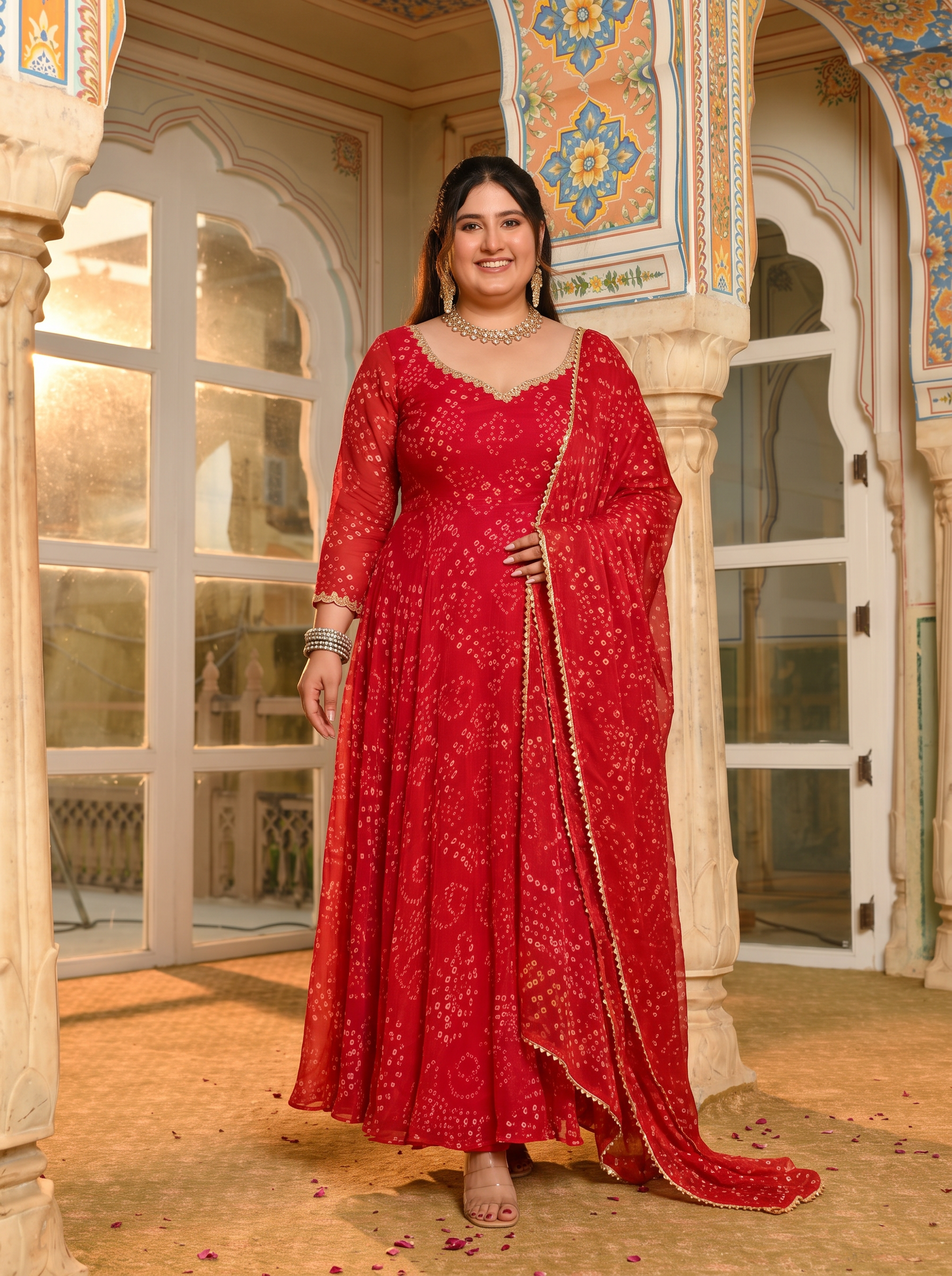 Plus Size Digital Print Pink Color Awesome Anarkali Suit Set