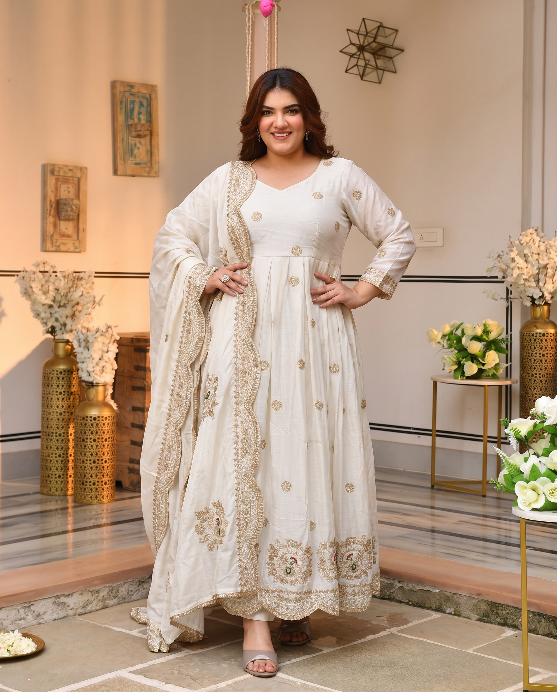Plus Size Sitara Glow Heavy Chinon Silk Gown