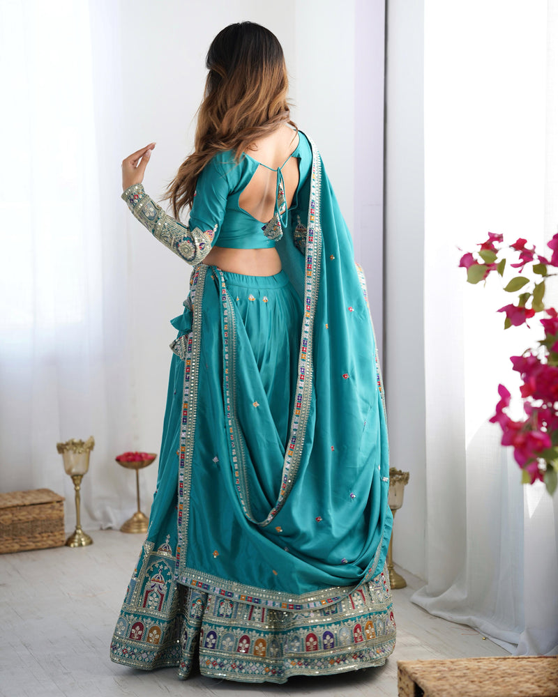 Bottle Green Color Natural Crepe silk Lehenga Choli