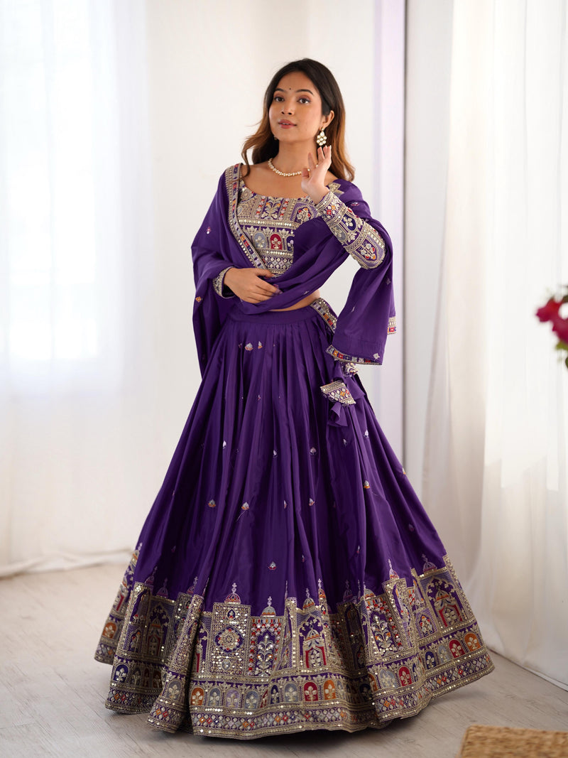 Purple Color Natural Crepe silk Lehenga Choli