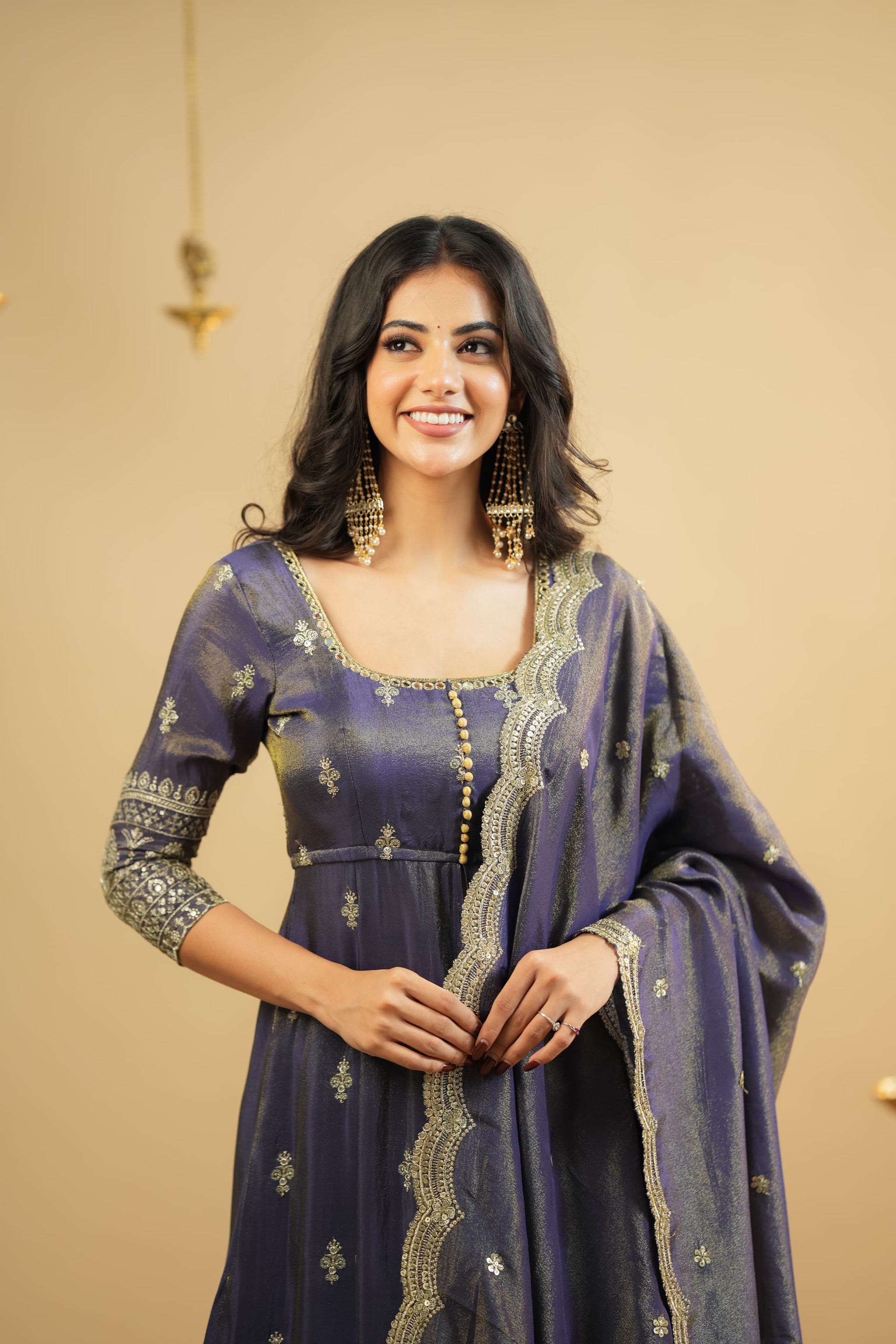 Aanya Royal Purple Festive Wear Anarkali Suit With Skirt