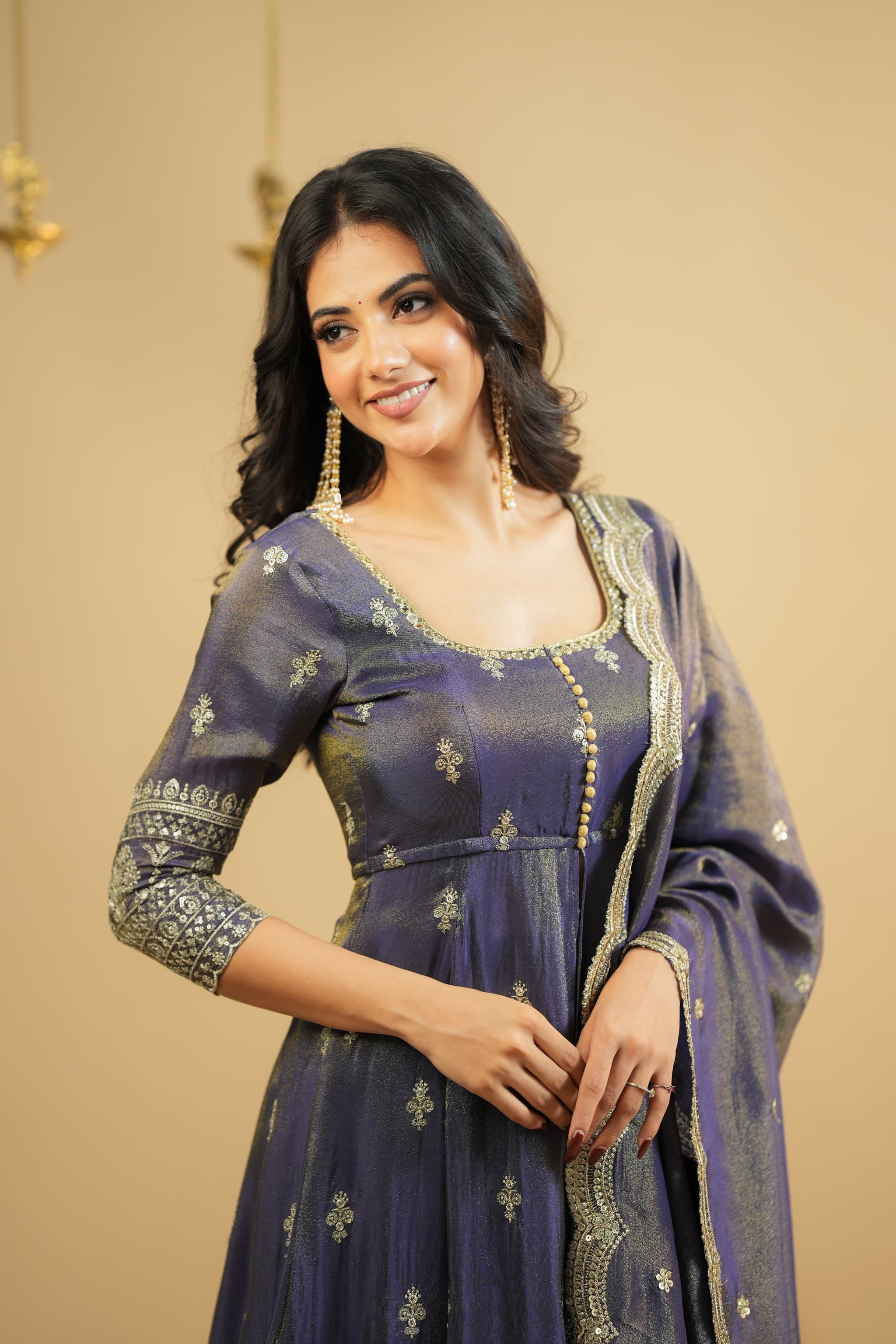 Aanya Royal Purple Festive Wear Anarkali Suit With Skirt
