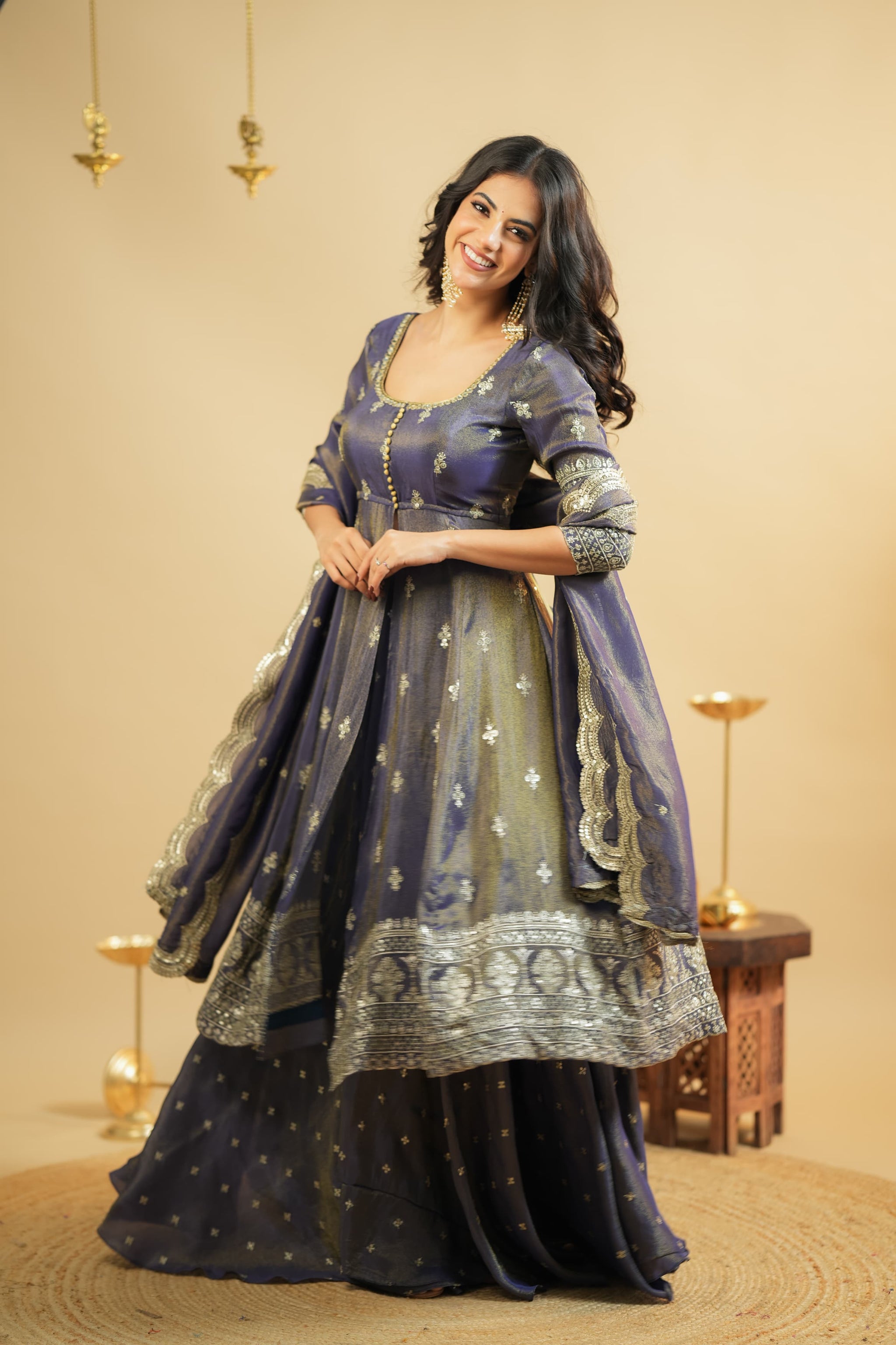 Aanya Royal Purple Festive Wear Anarkali Suit With Skirt