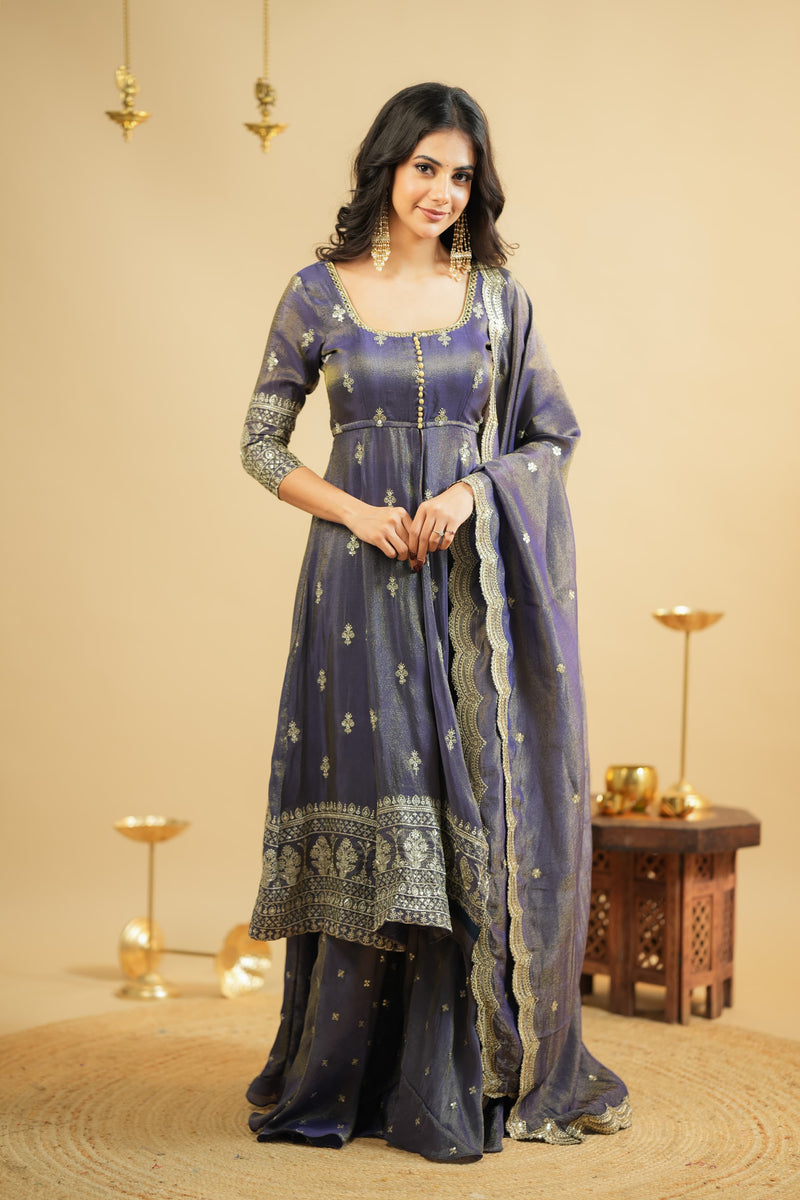 Aanya Royal Purple Festive Wear Anarkali Suit With Skirt