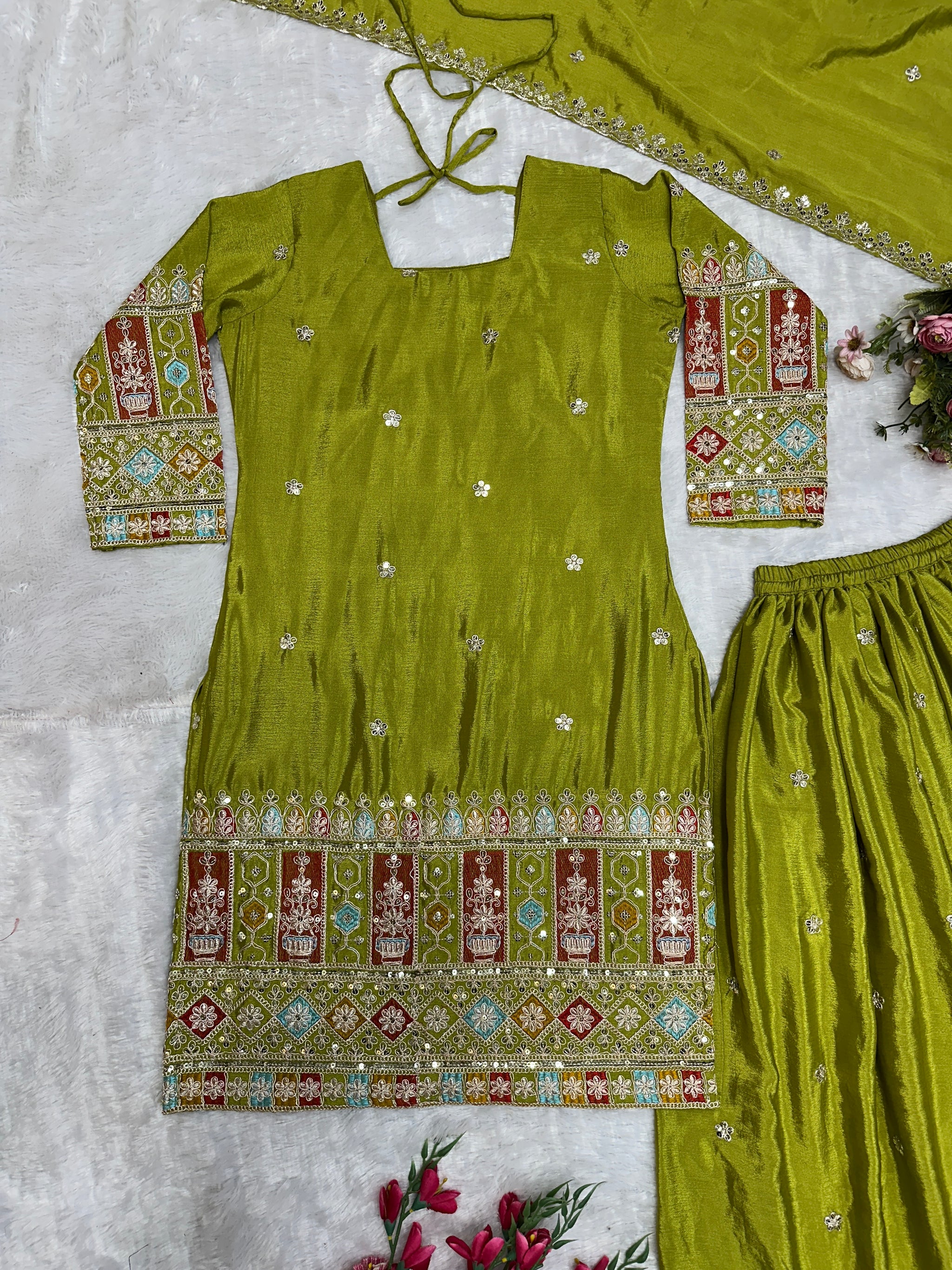 Khushi Silk Heavy Work Off White Sharara Set