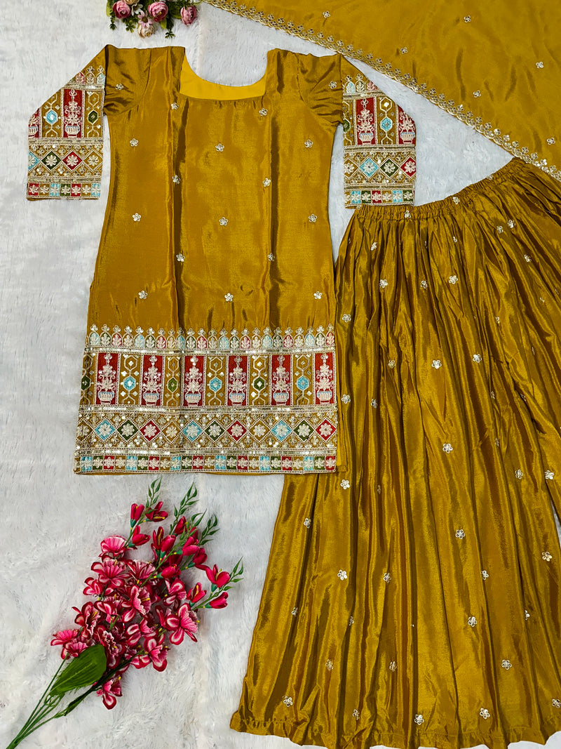 Khushi Silk Heavy Work Off White Sharara Set