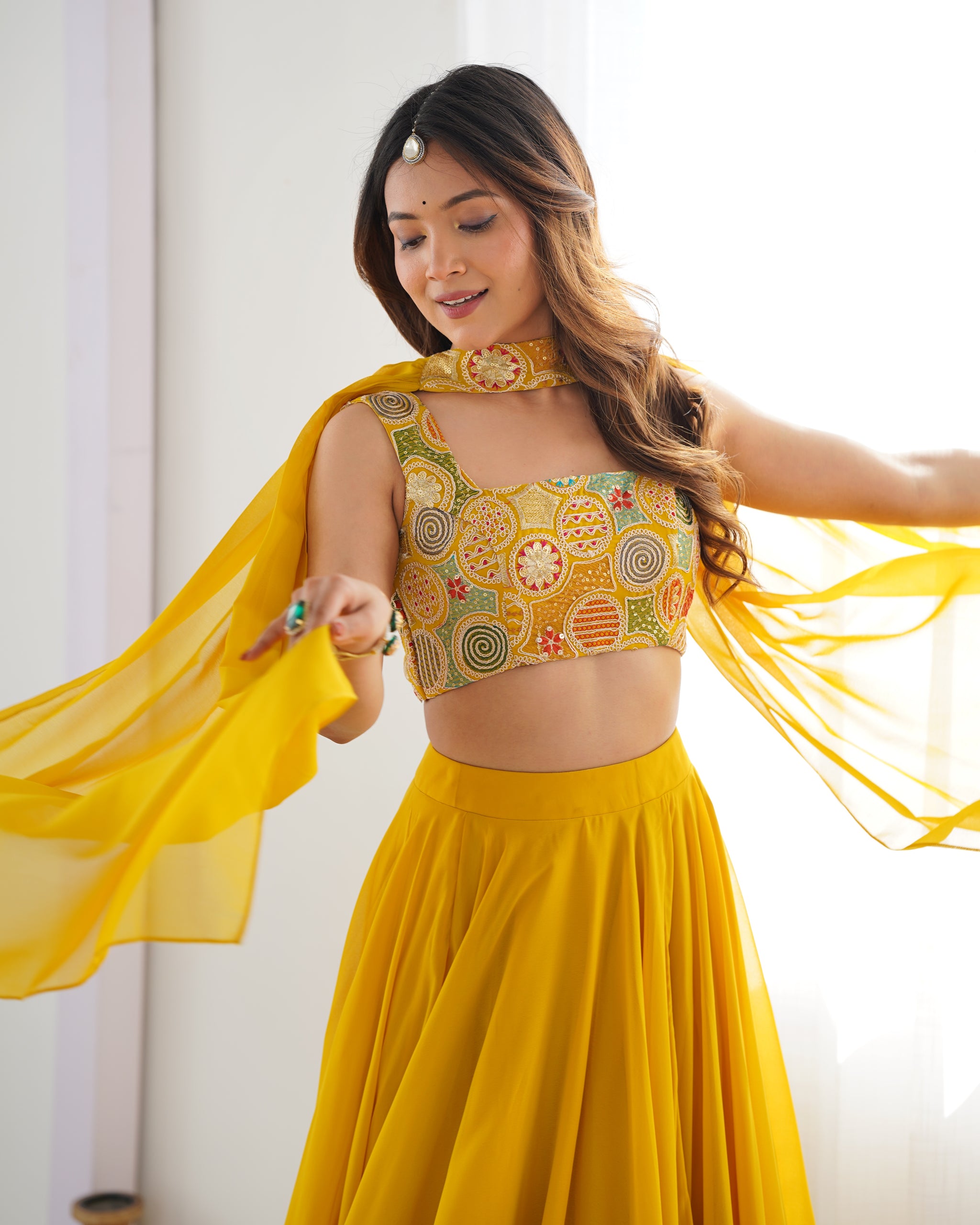 Yellow Color Pure Soft Georgette Lehenga Choli