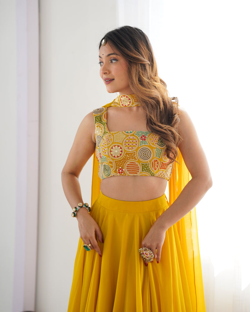 Yellow Color Pure Soft Georgette Lehenga Choli