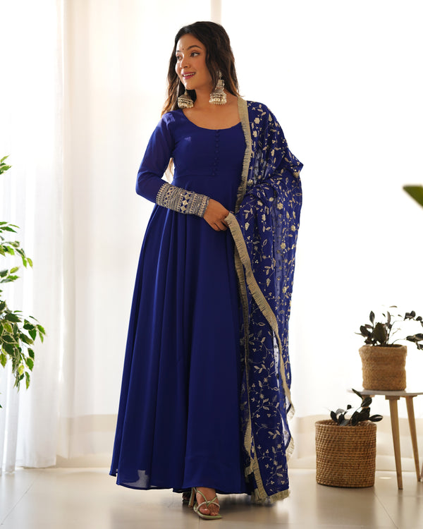 Blue Color Georgette With Sequence Work Anarkali Suit