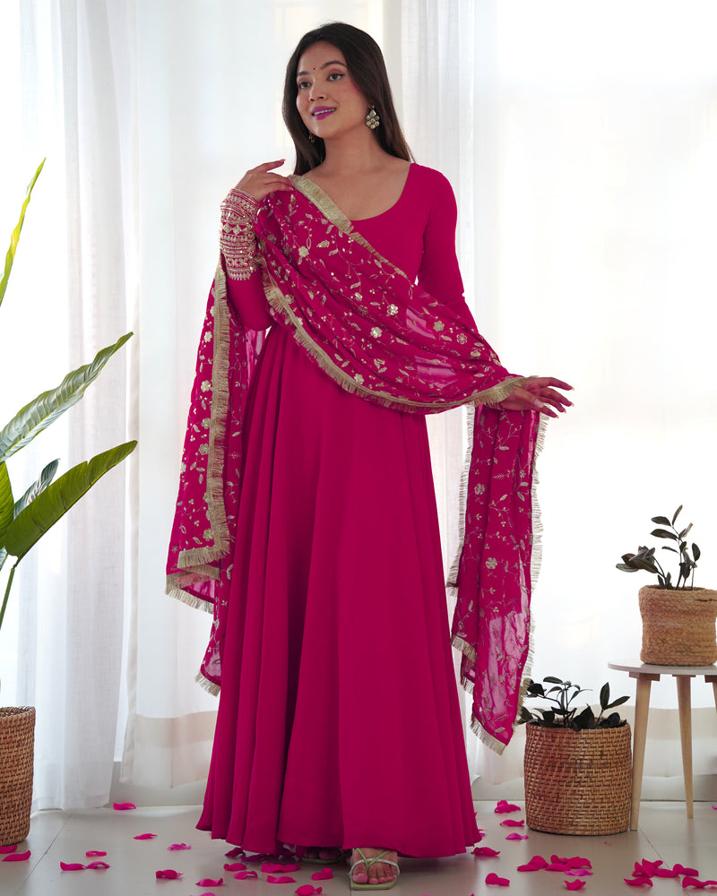 Plain frock suit with heavy dupatta best sale