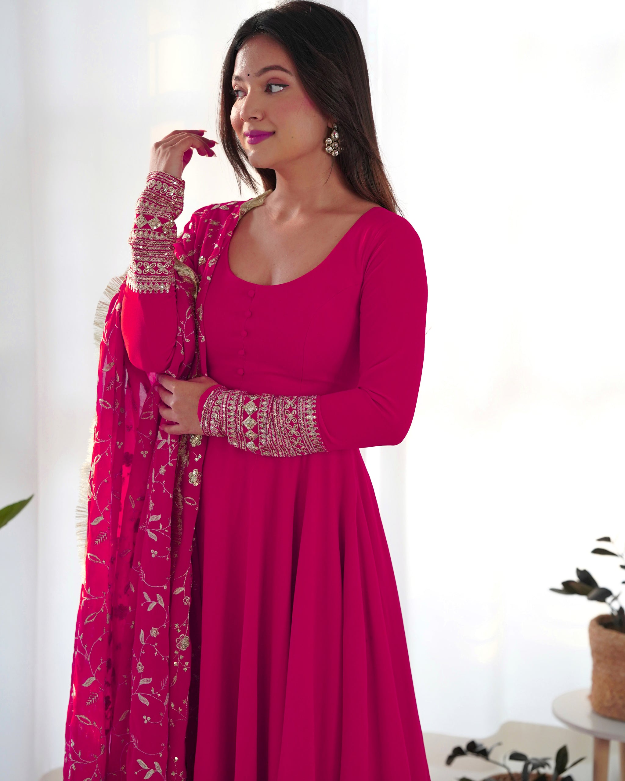 Attractive Pink Anarkali Suit Set With Heavy Dupatta subhvastra Attractive Pink Anarkali Suit Set With Heavy Dupatta subhvastra
