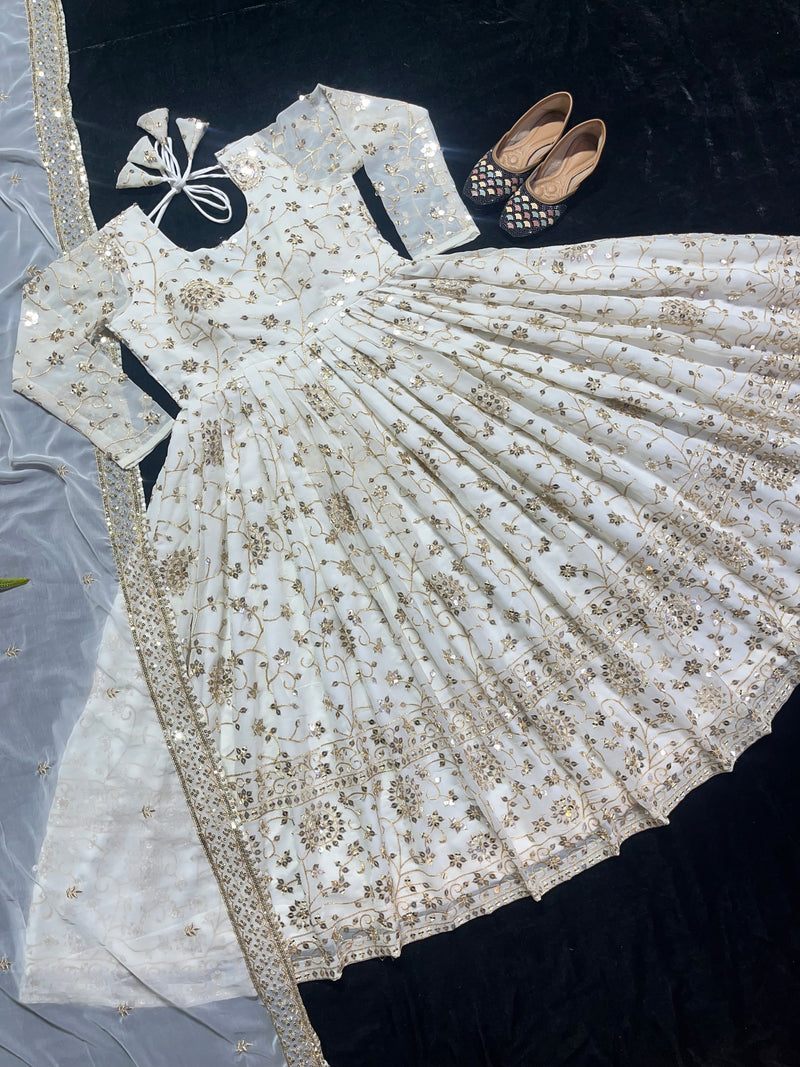 Anarkali frocks in white colour hotsell