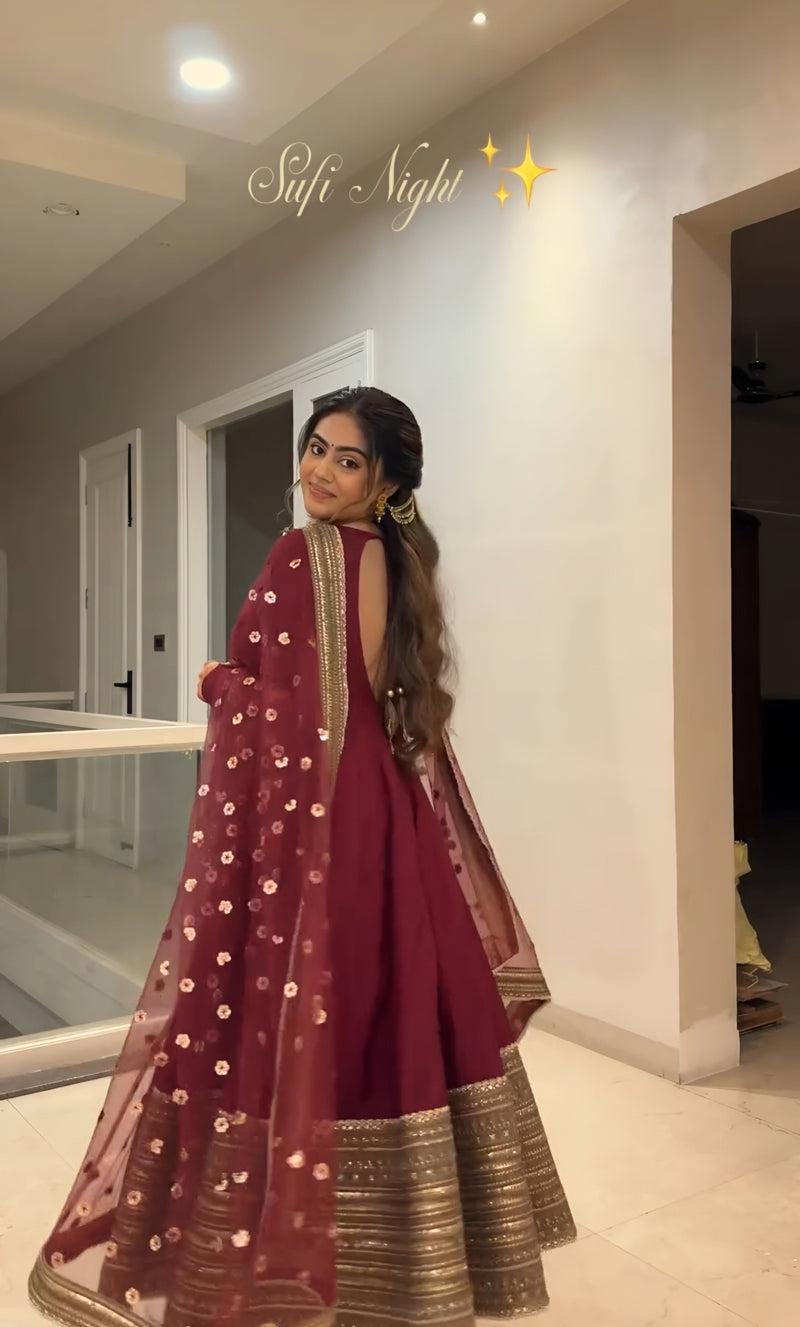 Jahnvi Maroon Magic Anarkali Set